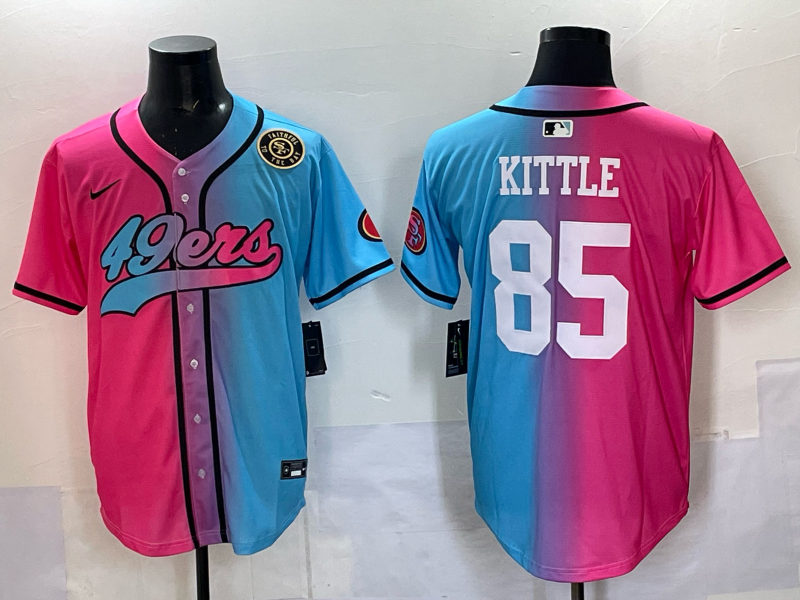 Men 2025 San Francisco 49ers #85 Kittle Pink Blue pink Nike Limited NFL Jersey 007